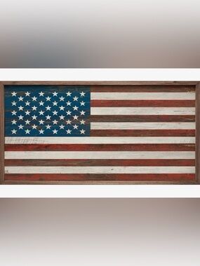American Flag Picture with Wood Frame 8”x16”